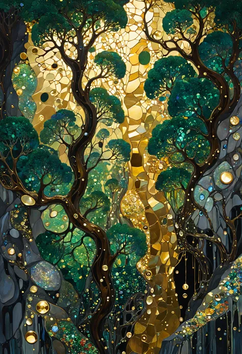 liquid chrome, liquid gold wet on wet, ultra highly detailed, cinematic, Mountain forest, Broken Glass effect, energy, molecular, textures, iridescent and luminescent scales, breathtaking beauty, pure perfection, divine, John Gilbert, by Gustav Klimt, by Bill Watterson<lora:Art-full_v1:0.5>