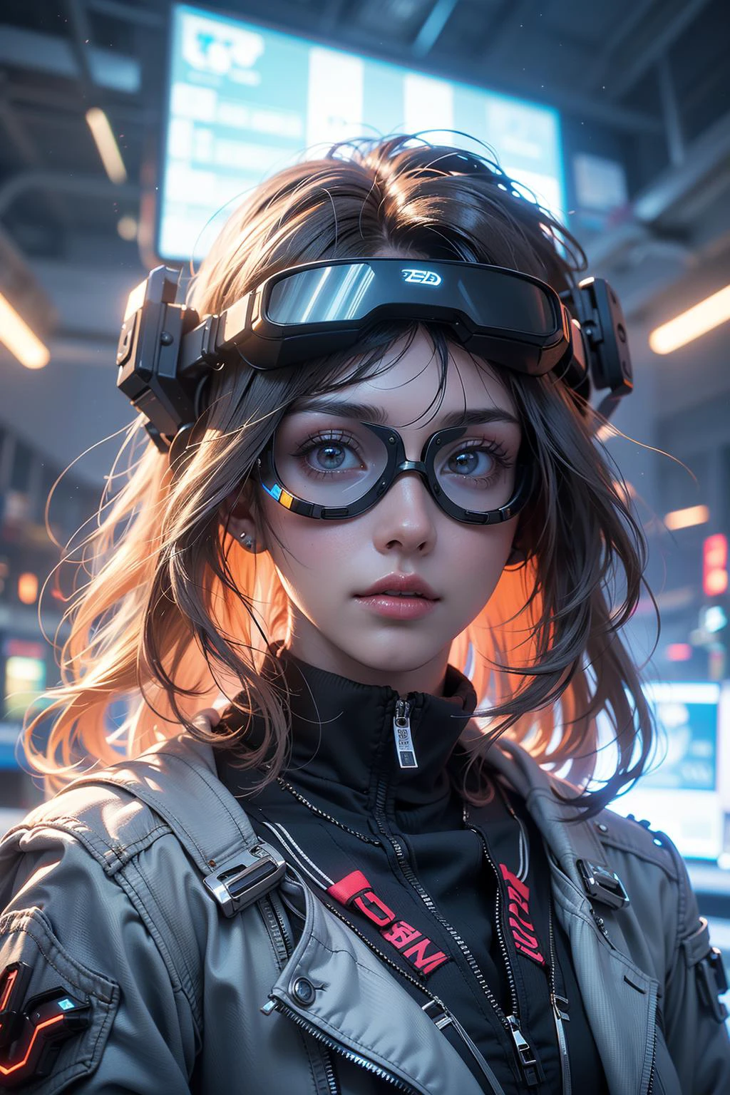 1 chica,ciberpunk,ciencia ficción,(pantalla montada en la cabeza:1.3),brillante,gafas de realidad virtual,onda de vapor,
mejor calidad,Obra maestra,resolución ultra alta,muy detallado, 8k, Estación de arte, cinematográfico, arte conceptual, enfoque nítido, claro, crujiente, detalle extremadamente bonito, simetría, bonito, dramático, elegant