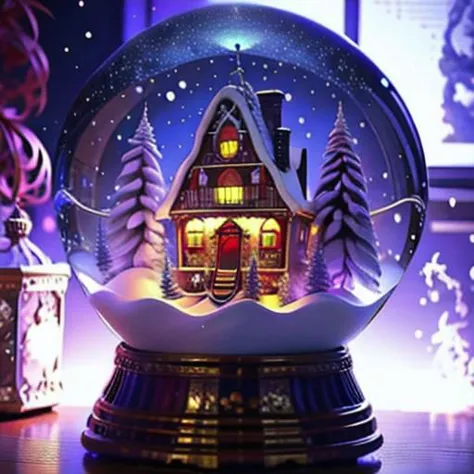 Best quality,masterpiece,ultra high res,<lora:shendan:0.7>,
no humans,snow,house,christmas,snowing,christmas tree,window,chimney,tree,english text,merry christmas,building,purple background,