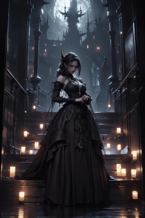 Best quality,masterpiece,ultra high res,1girl,<lora:GothicPunkAI:0.7>,gothicpunkai,GothicPunkAI dress on woman,