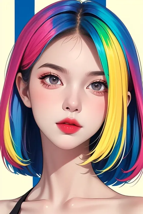 masterpiece,best quality,1girl,solo,upper body, portrait,multicolored hair, colors