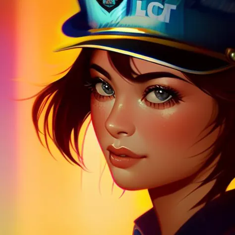 a police cop woman, closeup