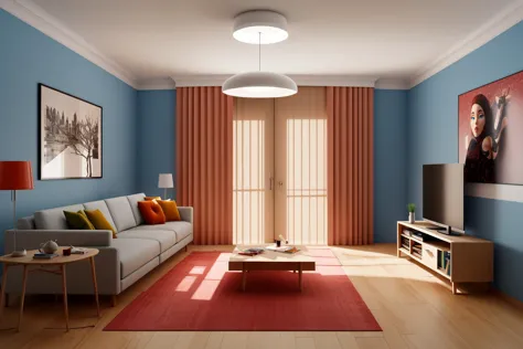 a brightly colored living room with a couch