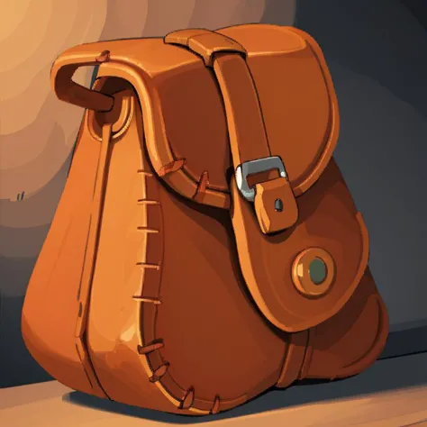 there is a brown bag sitting on a shelf with a handle