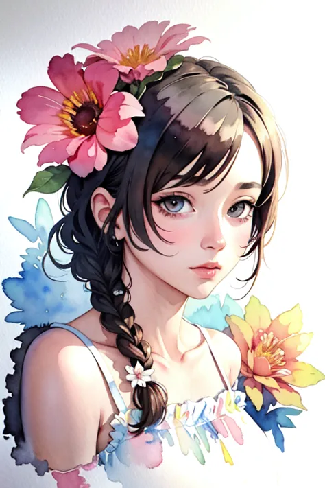 (masterpiece, beat quality, official art, watercolor sketch), a flower