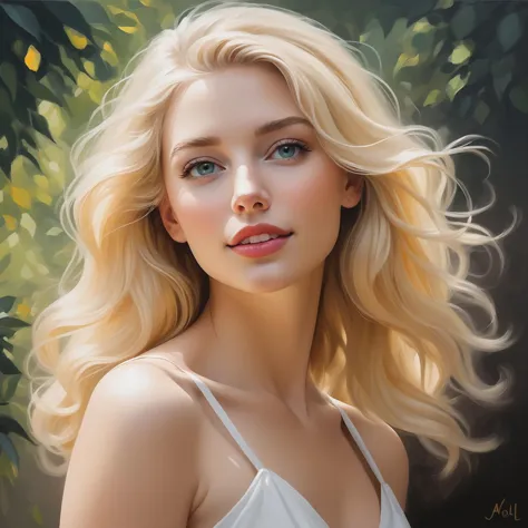 (oil painting)1, (art1), design me a logo for amazon ai products, an uncommon blonde beauty, so radiant its blinding