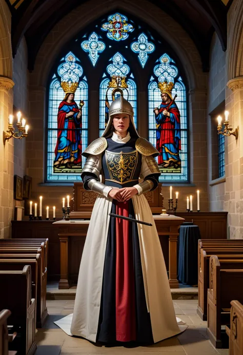 (stacked papercut art by kiri ken) of a  medieval soldier woman,            wearing  open-faced helmet with cheek guards, sleeve...