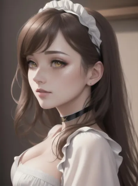 (masterpiece, best quality), 8k, ultra realistic, ((cinematic lighting)), volumentric lighting, dynamic, ((photorealistic:1.4)), aesthetic, 1girl, cute, innocent, (ulzzang-6500:1.0), (trending on artstation), (nose blush), tiny breast, freckles, maid dress...