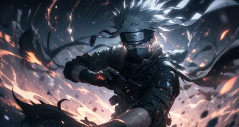 (dramatic, gritty, intense:1.4),masterpiece, best quality, 8k, insane details, intricate details, hyperdetailed, hyper quality, high detail, ultra detailed, Masterpiece,upper body, close-up,(imid shot,macro shot:1.25),
Kakashi,Kakashi Hatake in Naruto, holographic reality, holographic halo, motion blur, game light effect, rim light, soft light, movie rim light, delicate light, cyberpunk style, oil painting texture, full length shot, 3D artist, detailed, futuristic, lightning, <lora:Kakashi Hatake_20230802113200-000018:0.8>