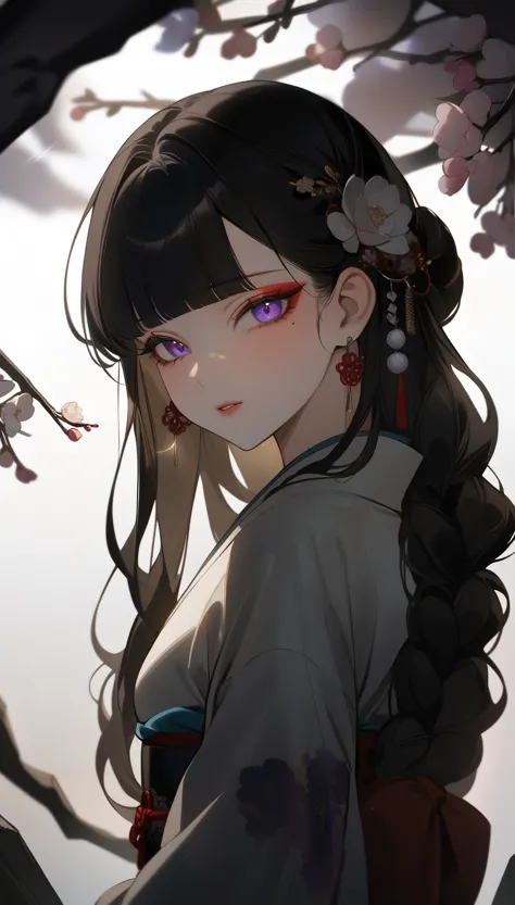 Thunder and Lightning_General_South Korea,braid, Long hair, hair_Decorations,blunt_Bangs, Mole under the eye, (masterpiece, best...