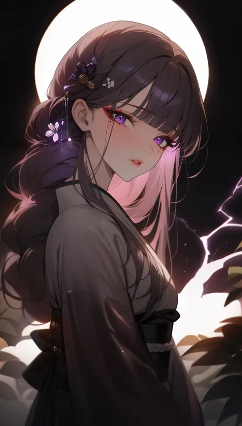 thunder and lightning_general_south korea,braid, long hair, hair_decorations,blunt_bangs, mole under the eye, (masterpiece, best...