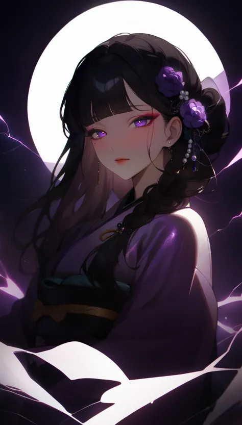 Thunder and Lightning_General_South Korea,braid, Long hair, hair_Decorations,blunt_Bangs, Mole under the eye, (masterpiece, best...