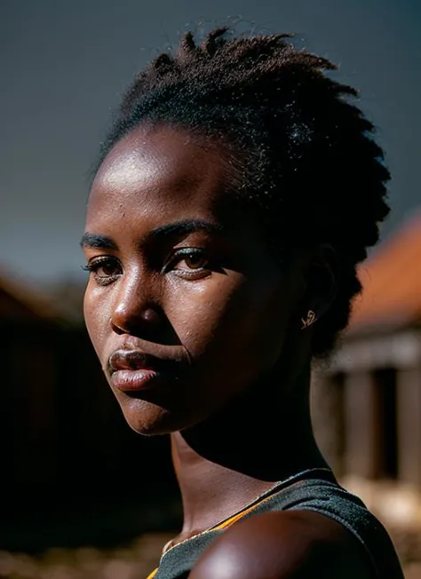 arafed woman with a black hair and a green top