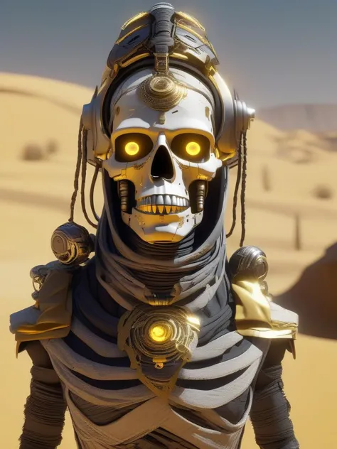 a close up of a person in a skeleton costume in the desert