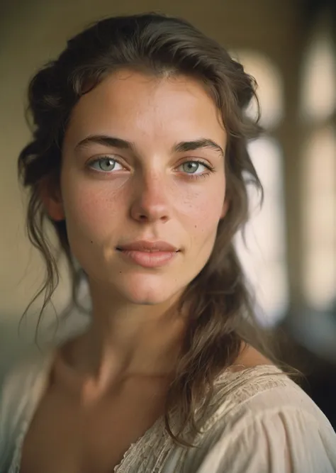 a close up of a woman with a very long hair