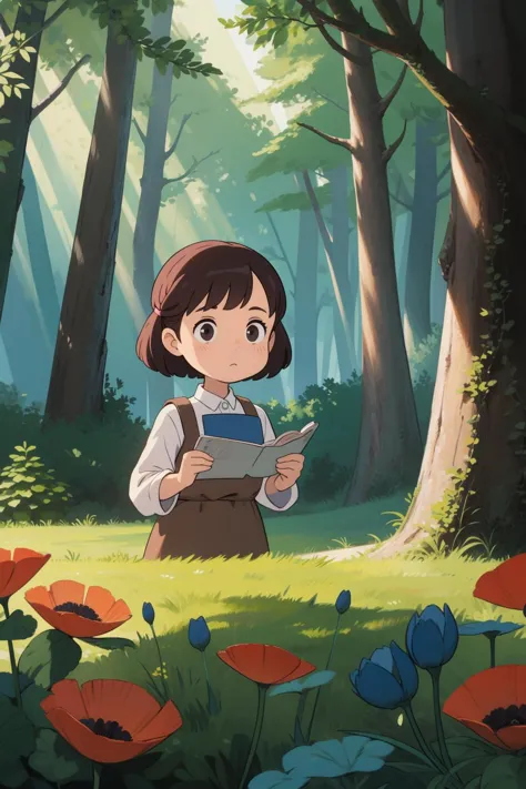 from up on poppy hill, 1girl, in the forest, (masterpiece,best quality:1.6)