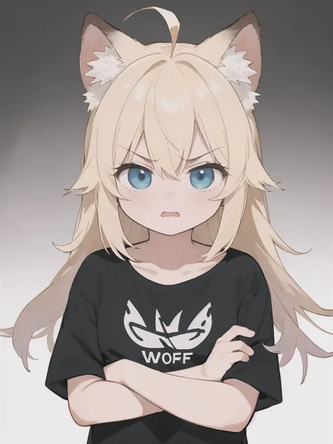 a close up of a person with a cat ears and a black shirt