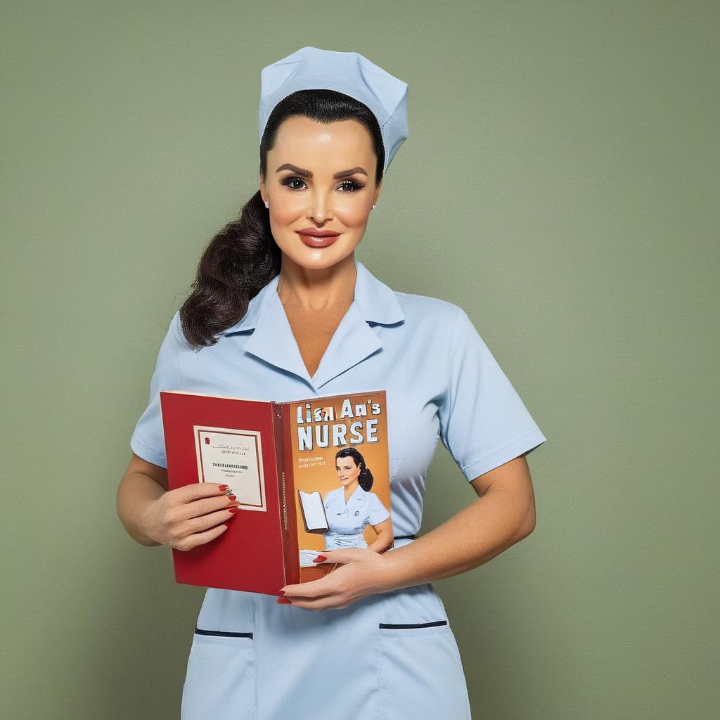 Arafed woman in a blue uniform holding a book - SeaArt AI