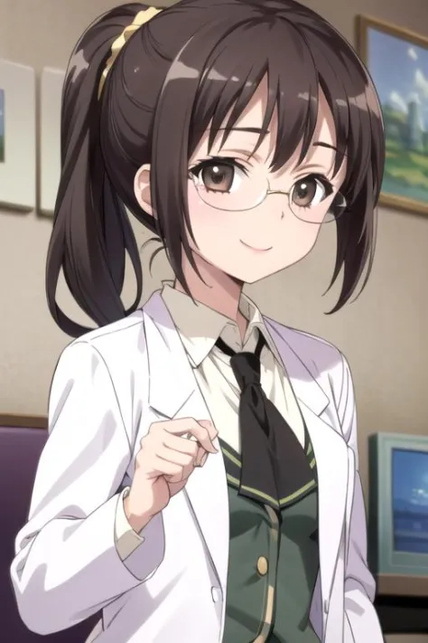 (((pixel-perfect, detail-perfect))), solo, 1girl, <lora:rika-haganai-01:0.8>, rika shiguma, school uniform, ascot, glasses, labc...