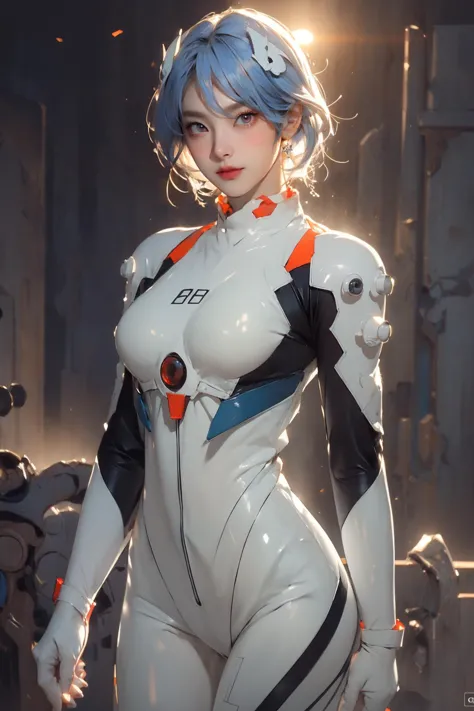 a close up of a woman in a futuristic suit posing for a picture