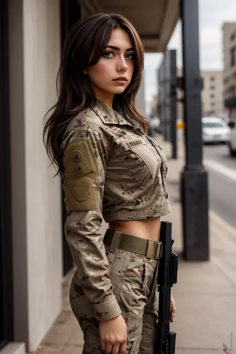 <lora:Hailey Lujan-Ana de Armas:1> military, ana, armas, woman, uniform, her