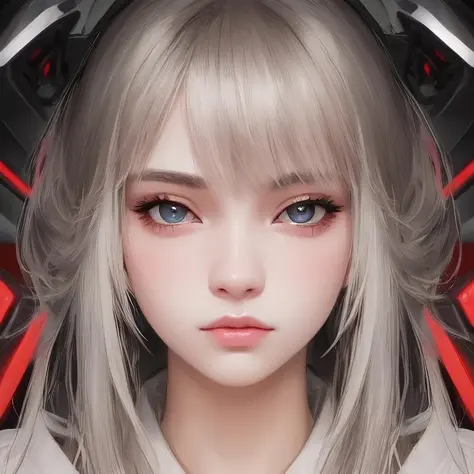 ((high quality, masterpiece:1.4)), 1girl, upper body, cyberpunk, black techwear, black gloves, white hair, japanese girl, symmet...