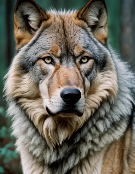 photographie d&#39;un loup géant dans la nature, regard perçant, (Nikon F4, 50mm f1.2, Fujichrome Velvia 50, bokeh), (chef-d&#39;œuvre:1.1), (la plus haute qualité:1.1), netteté, (HDR:1.0),(du côté:0.6), détaillé, Réaliste, 8k euh, Haute qualité