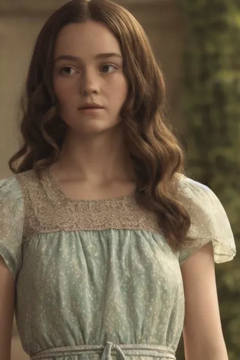 indoors, cinematic film still of a young woman in a summer dress, detailed face, intricately detailed, depth of field, dramatic backlighting