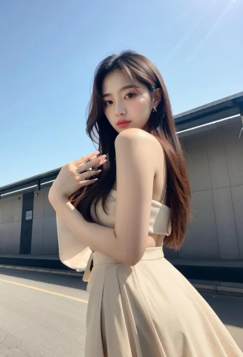 best quality and best aesthetic Photo of a Beautiful Korean kpop idol Woman, simple nostalgic, nice spring afternoon lighting, p...