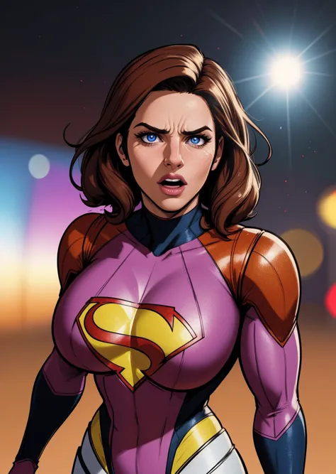 comic bock superhero illustration, 8k portrait, beautiful eyes, vibrant colors, detailed, sharp focus, (masterpiece), (realistic), 8k, RAW photo, very wide shot, octane render, unreal engine, volumetrics dtx, (film grain, bokeh, blurry foreground) peurto rican girl, Light brown head, singing, Fear