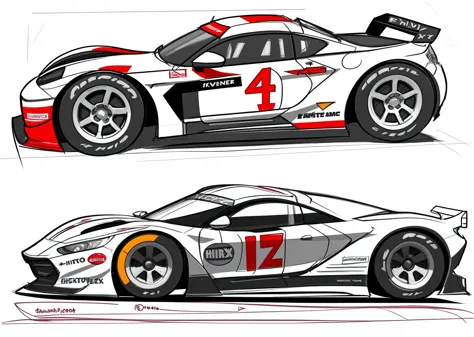 race car drawing side view