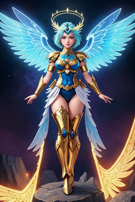 a woman with wings and a halo on her head