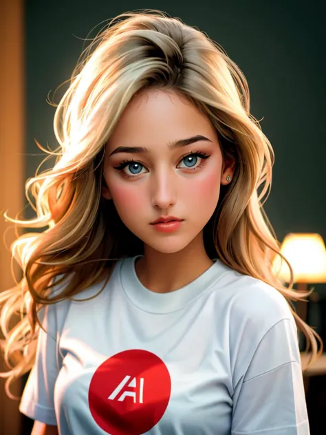 Realistic photo of a beautiful l33l33s woman, 1girl, solo, long hair, looking at viewer, blue eyes, blonde hair, simple background, shirt, white shirt, upper body, lips, makeup, wavy hair, traditional media, lipstick, t-shirt, realistic, soft lighting, professional Photography, Photorealistic, detailed, RAW, analog, sharp focus, 8k, HD, DSLR, high quality, Fujifilm XT3, film grain, award winning, masterpiece<lora:l33l33s:1.0>