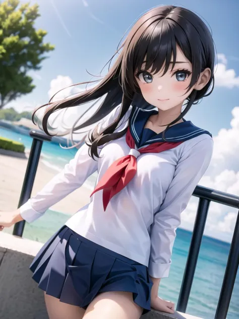 a girl, upper body, sailor uniform