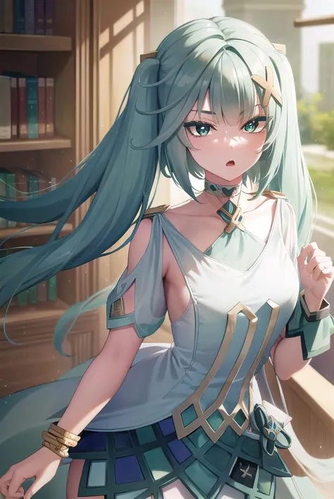 faruzan, <lora:faruzan-lora-nochekaiser:1>,
faruzan, aqua hair, blunt bangs, cowlick, (green eyes:1.5), hair between eyes, hair ...