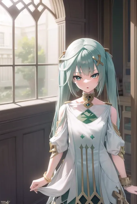 faruzan, <lora:faruzan-lora-nochekaiser:1>,
faruzan, aqua hair, blunt bangs, cowlick, (green eyes:1.5), hair between eyes, hair ornament, long hair, (symbol-shaped pupils:1.5), (triangle-shaped pupils:1.5), twintails, x hair ornament, <lora:gekioko_v200:1>, angry, open mouth,
BREAK bangle, bare shoulders, bracelet, dress, jewelry, short sleeves, shiny clothes,
BREAK looking at viewer, full body, (cowboy shot:1.5), upper body,
BREAK indoors, library,
BREAK <lyco:GoodHands-beta2:1>, (masterpiece:1.2), best quality, high resolution, unity 8k wallpaper, (illustration:0.8), (beautiful detailed eyes:1.6), extremely detailed face, perfect lighting, extremely detailed CG, (perfect hands, perfect anatomy),