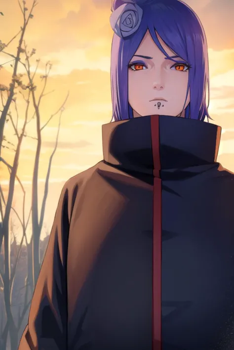 konan, <lora:konanv2-lora-nochekaiser:0.75>, <lyco:konanv2-lyco-nochekaiser:0.75>,
konan, short hair, hair ornament, blue hair, flower, hair flower, (orange eyes:1.5), (labret piercing:1.2), eyeshadow,
BREAK coat, cloak, black coat, black cloak, (akatsuki uniform:1.5), akatsuki \(naruto\), (akatsuki uniform:1.5),
BREAK outdoors, forest, nature, sky, cloud, sun,
BREAK looking at viewer, (cowboy shot:1.5),
BREAK <lyco:GoodHands-beta2:1>, (masterpiece:1.2), best quality, high resolution, unity 8k wallpaper, (illustration:0.8), (beautiful detailed eyes:1.6), extremely detailed face, perfect lighting, extremely detailed CG, (perfect hands, perfect anatomy),