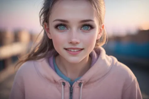 Modern suburb, outdoors, (very Cheerful children), (RAW photo, photography, photorealism), style of Brandon Woelfel, style of Jovana Rikalo, (direct eye contact with viewer), 8k UHD, DSLR, (HDR), [pink|mauve|light blue|lavender], Sunlight, natural lighting, outdoor light, 58mm, f/1.4G lens, f/8, iso 100, Neighborhood setting, [non-Euclidian geometry]