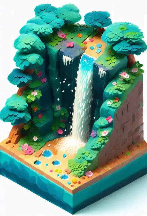 waterfall, glowing, isometric, zavy-ctsmtrc, art,