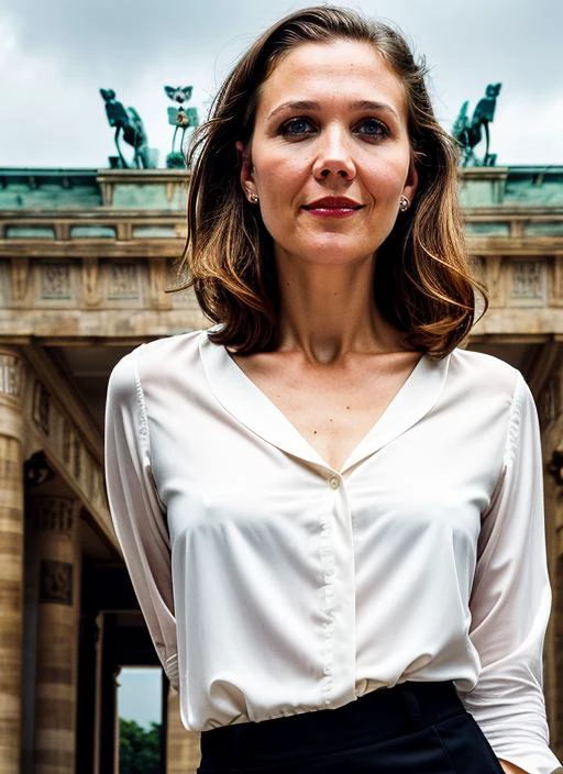 portrait of sks woman, in Berlin, at the Brandenburg Gate, style by ...