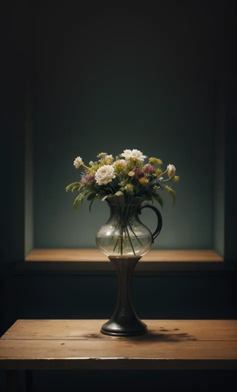 there is a vase with flowers in it on a table