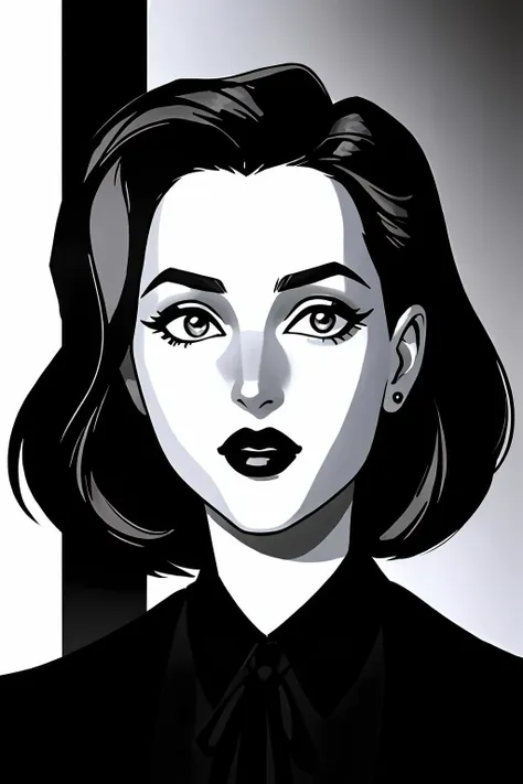 agentscully, portrait, make-up, lipstick, formal, highly detailed, iconic, stylish, monochrome, high contrast, dramatic shadows, 1990s style,
<lora:DanaScullySD_v2:1>