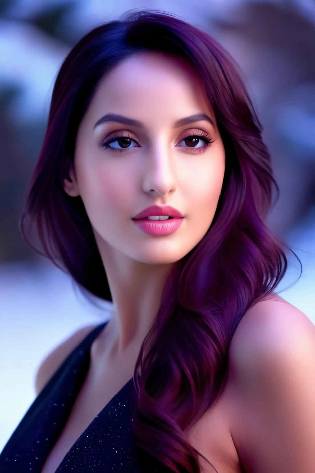 a photo of a woman, outdoor professional portrait, head-shot, slight smile, cute, winter wether,masterpiece, best quality, (colorful), cinematic lighting, extremely detailed CG unity 8k wallpaper, NORA FATEHI  