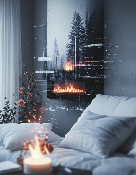 novuschroma79 style cozy study with a fireplace  glitch art photo <lora:novuschroma79 style_light:1.3>, <lora:sdxl_lightning_8st...