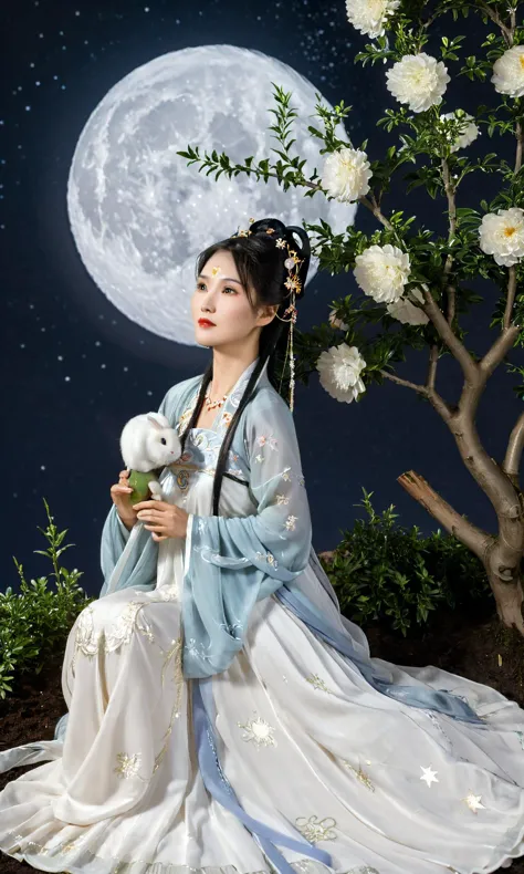 On the moon lives Chang'e, the beautiful moon goddess. She has flawless porcelain skin and long black hair adorned with flowers....