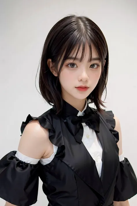 1girl, black  random formal attire, white background,   <lora:WeeBNK48_V2-04:1>