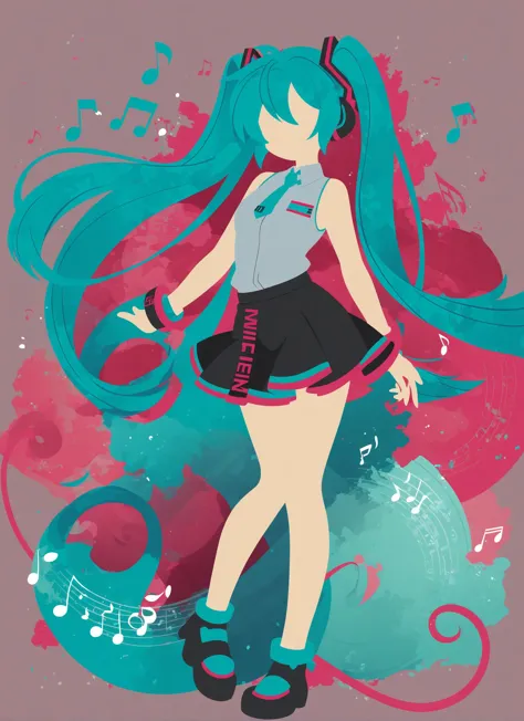 sambanekostyle, masterpiece, best quality, very aesthetic, absurdres,
simple background, hatsune miku, adult, 24 years old, skirt, music notes,
standing, full body, from side, centered composition,
<lora:SambaNekoStyle_animagineV31_v110:1>