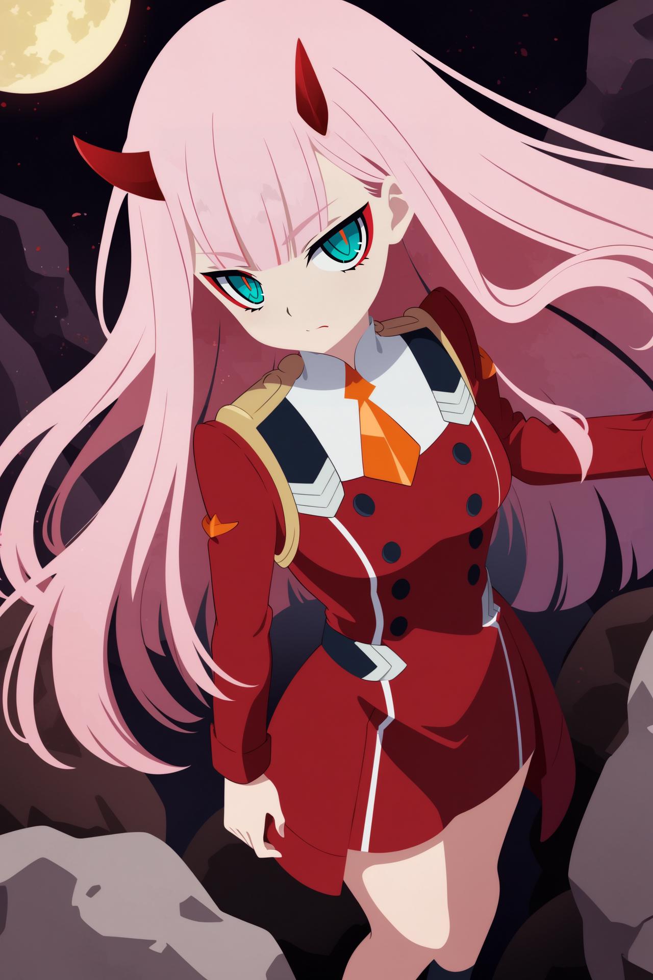 Zero two (darling in franxx), darling in franxx, 1girl, bangs - SeaArt AI