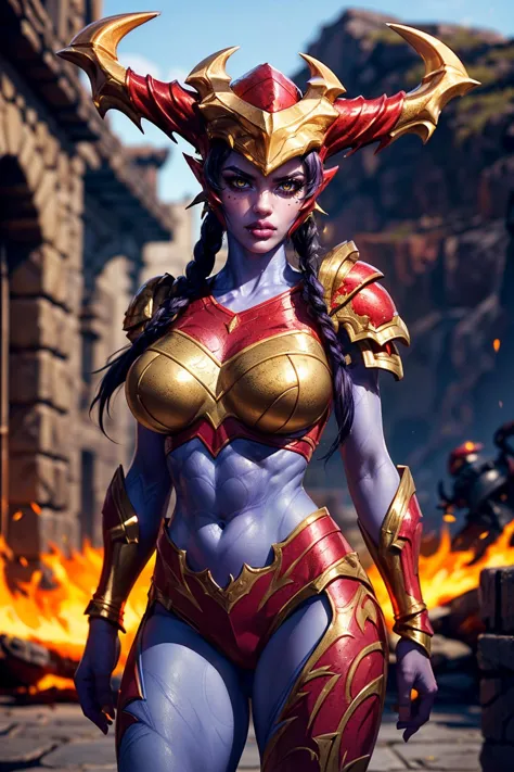 (ultra realistic,32k, masterpiece:1.2),(high detailed skin:1.1),( high quality:1.1),
<lora:shyvana_v1-manityro-dadapt:0.8>(angry...