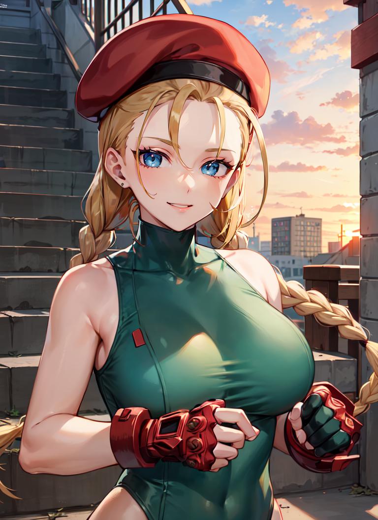 Cammy from street fighter, very big totally naked, fishnet, straps - SeaArt  AI